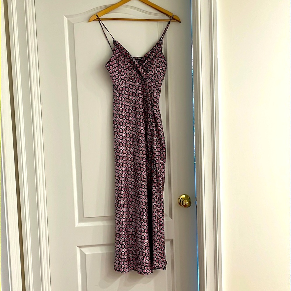 Zara satin floral black maxi dress